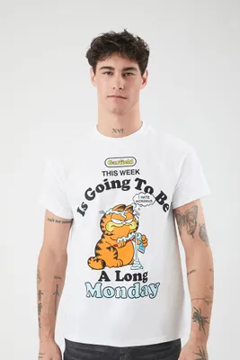 Men Garfield A Long Monday Graphic Tee in White, XXL