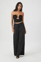 Women's Cutout Cropped Tube Top in Black Large