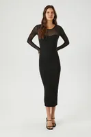 Women's Mesh Bodycon Midi Dress Black