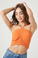 Women's Ruched Cropped Halter Top Dark