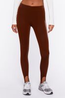 Women's Faux Leather Stirrup Leggings in Chocolate, XS