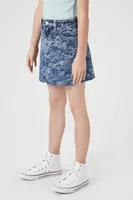 Girls Floral Denim Skirt (Kids) in Medium Denim, 13/14