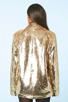 Women's Sequin Notched Blazer in Champagne Medium