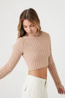 Women's Ribbed Mock Neck Sweater in Pine Bark Small