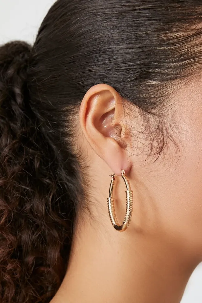 Women's Etched Hoop Earrings in Gold