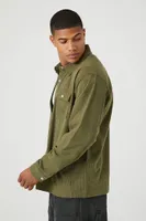 Men Corduroy Long-Sleeve Shirt in Olive Small