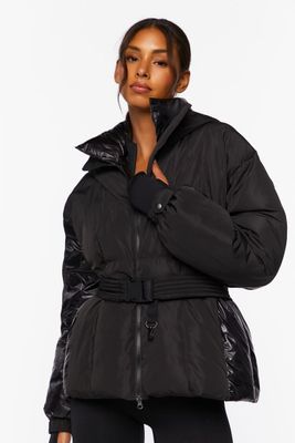 Women's Active Hooded Puffer Jacket in Black Small