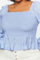 Women's Smocked Trumpet-Sleeve Top Sky Blue,