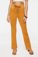 Women's Faux Suede Lace-Up Flare Pants in Maple Medium