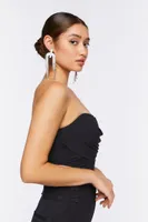 Women's Draped Bustier Tube Top in Black Medium