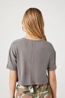 Women's Drop-Sleeve Cropped T-Shirt in Grey Medium