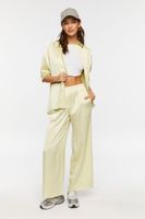 Women's Satin Striped Wide-Leg Pants Green Apple/Grey