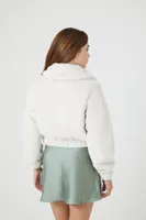 Women's Plush Zip-Up Jacket in Ivory, XL