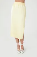 Women's Satin Slip Midi Skirt in Yellow Medium