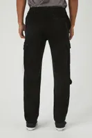 Men Slim-Fit Corduroy Cargo Joggers in Black, 38