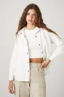 Women's Twill Dolphin-Hem Shacket in Ivory Medium