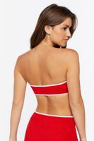 Women's Contrast-Trim Bandeau Bikini Top in High Risk Red, XL