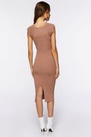 Women's Sweater-Knit Ribbed Midi Dress in Taupe Medium