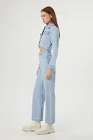 Women's Denim Cutout Straight-Leg Jumpsuit Light