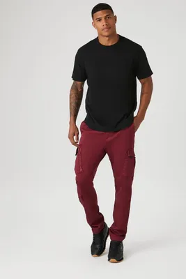 Men Slim-Fit Cargo Drawstring Joggers in Rust Medium