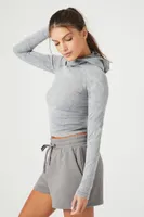 Women's Active Seamless Hooded Top in Dark Grey Large