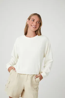 Women's Fleece Drop-Sleeve Sweatshirt in Cream Small