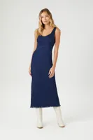 Women's Frayed Denim Maxi Dress