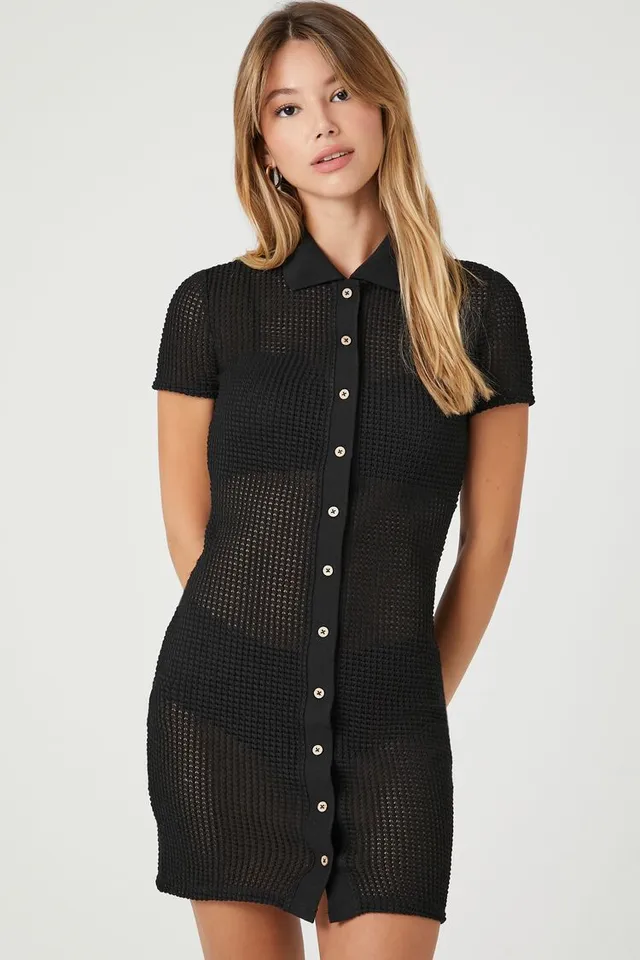 Home | Forever 21 Women's Open-Knit Mini Shirt Dress in Black Small at  Plaza Del Caribe in Ponce, PR