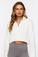 Women's Fuzzy Half-Zip Sweater White