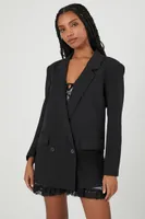 Women's Notched Longline Blazer in Black Small