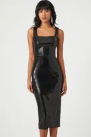 Women's Sequin Slit Midi Dress in Black Medium