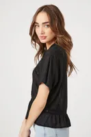 Women's Lace-Trim Bustier T-Shirt in Black Small