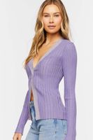 Women's Ribbed Split-Hem Sweater in Grape Small