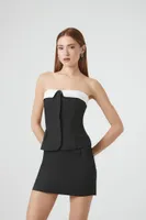 Women's Colorblock Strapless Top in Black/White Large