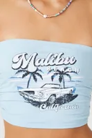 Women's Malibu Beach Graphic Tube Top in Blue, XL