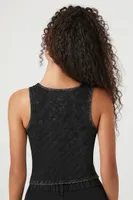 Women's Acid Wash Ribbed Tank Top Black