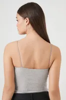 Women's Ribbed Knit Cami Bodysuit in Heather Grey Small