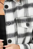 Women's Plaid Drop-Sleeve Longline Shacket White/Black