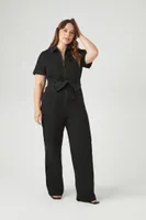 Women's Zip-Up Denim Jumpsuit Black,