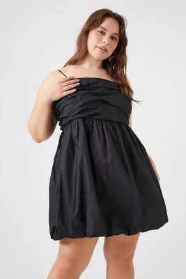 Women's Bubble-Hem Babydoll Dress in Black, 0X