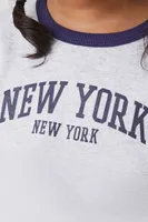 Girls New York Ringer T-Shirt (Kids) Grey,