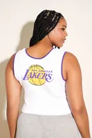 Women's Los Angeles Lakers Crop Top in White, 2X