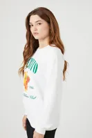 Women's Aperitivo Graphic Fleece Pullover in White Small