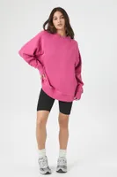 Women's French Terry Crew Pullover in Fuchsia Purple Large