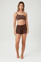 Women's Drawstring Pajama Shorts Brown