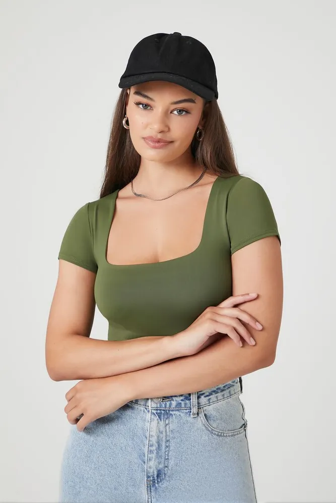 Forever 21 Women's Contour Short-Sleeve Bodysuit in Cypress Small