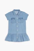 Girls Denim Drop-Waist Dress (Kids) in Light Denim, 13/14