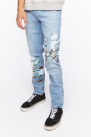 Men Cloud Graphic Skinny Jeans Medium Denim,