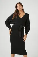 Women's Sweater Midi Wrap Dress