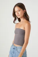 Women's Ribbed Knit Tube Top in Charcoal, XL